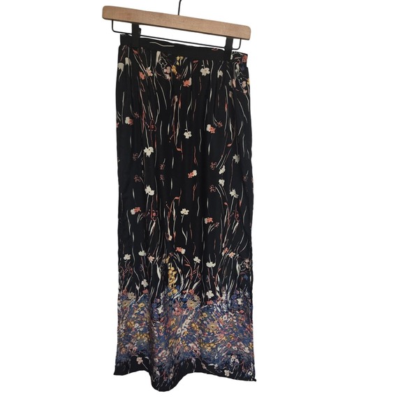 Vintage‎ Y2K Forever 21 Floral Print Maxi Skirt Black Small S Women's Slit - Picture 1 of 7